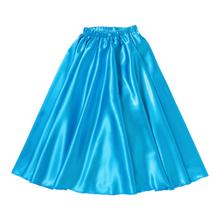 ソフトサテン　ロングスカート　青　S