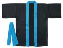 ソフトサテン　カラーハッピ　黒　襟青　J