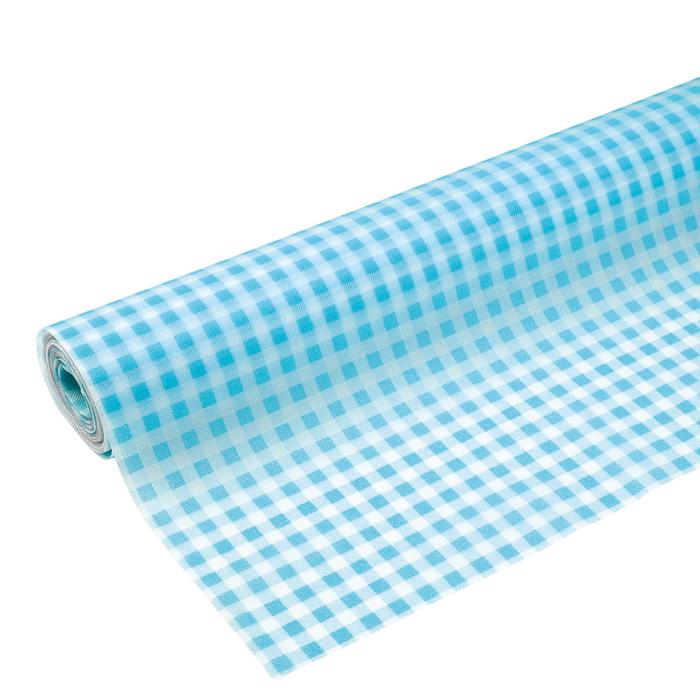 カラー不織布　ギンガムチェック　水　4m切売1