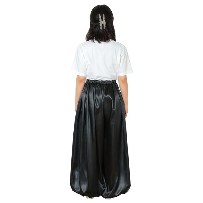 ソフトサテン　サルエルパンツ　黒　M3