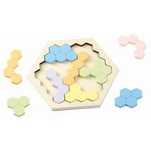 木製ヘキサゴンパズル　パステルカラー