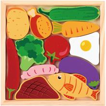 木製四角パズル　たべもの