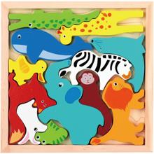 木製四角パズル　どうぶつ