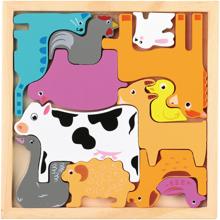 木製四角パズル　ぼくじょうのどうぶつ