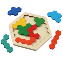 木製ヘキサゴンパズル　ビビッドカラー