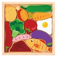 木製四角パズル　たべもの