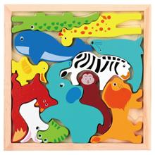 木製四角パズル　どうぶつ