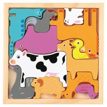 木製四角パズル　ぼくじょうのどうぶつ