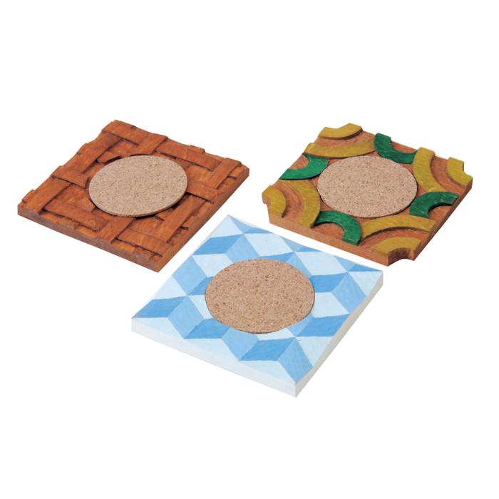 木彫コースター3枚組0