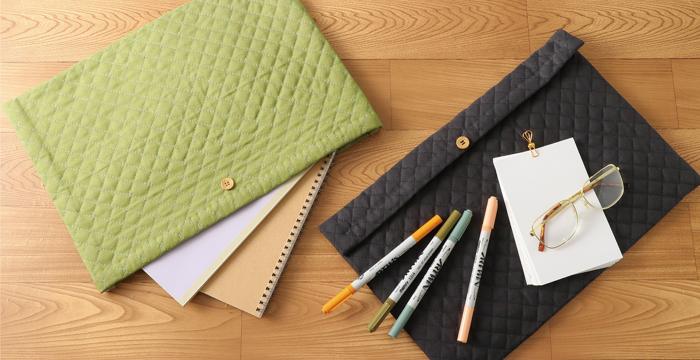 基礎縫いタブレットケース　チャコールグレー2