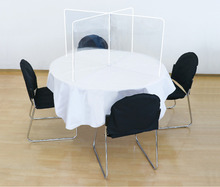 飛沫防止十字型卓上パーテーション　正方形デスク用