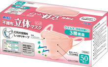 立体不織布マスク　ピンク（三層構造）　50枚入