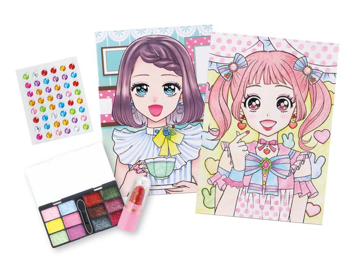 宝石シール付き！メイクセットぬりえ1