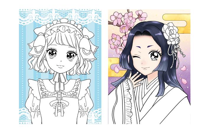 宝石シール付き！メイクセットぬりえ6