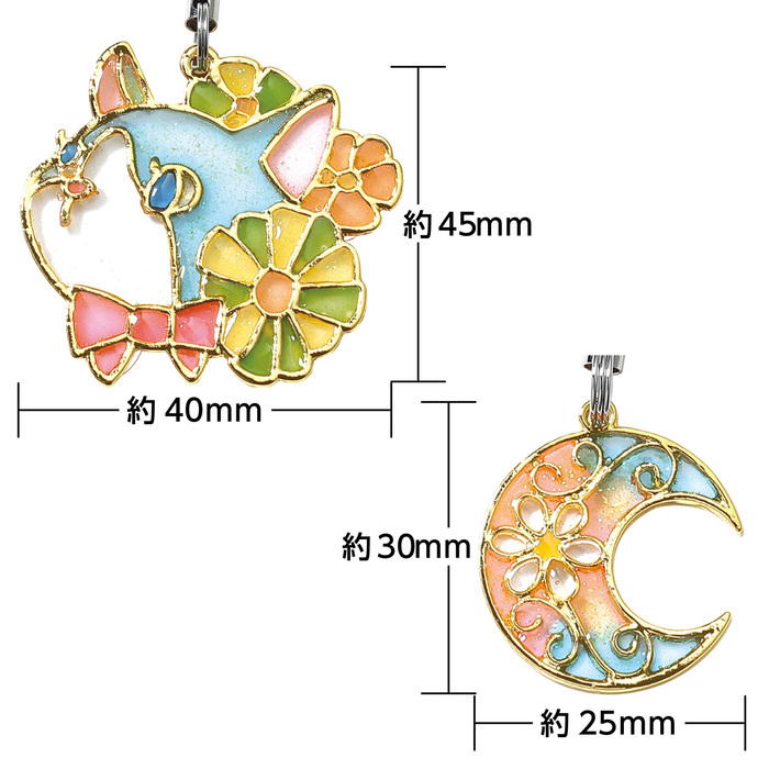 UVレジンクラフトキット　フレームストラップ　ネコ・月3