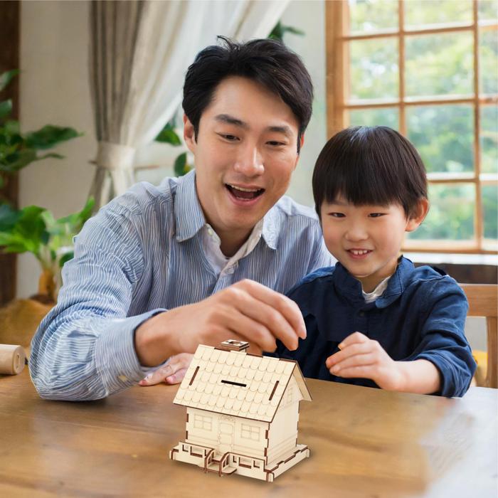 木製ハウス貯金箱クラフトキット4