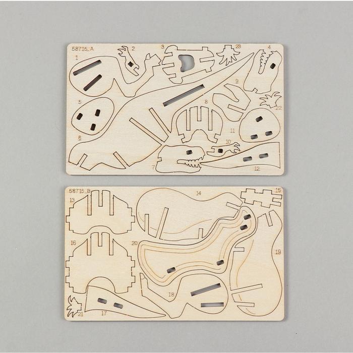 木製3Dパズル　ティラノサウルス3