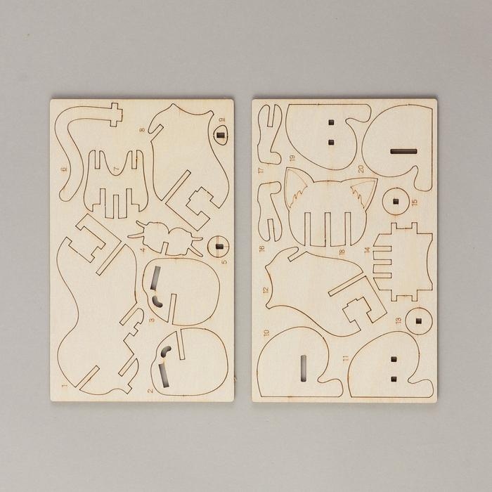 木製3Dパズル　ネコ3