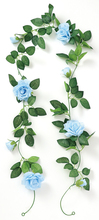 フェイクグリーン ガーランド バラ 青
