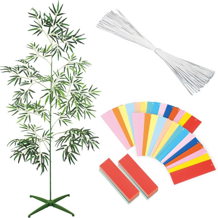 七夕特大笹　2m　こより短冊セット0