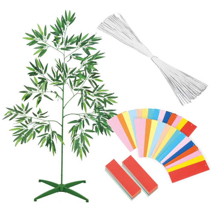 七夕特大笹　1.5m　こより短冊セット0