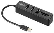 USB Type Cハブ 3ポート（カードリーダー付）プラグ付スピーカー