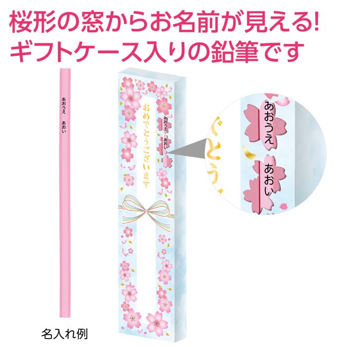 鉛筆2B(12本組) ピンク 名前のみ印刷 ギフトケース入1