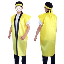 サテンロングハッピ　黄　L（ハチマキ付）