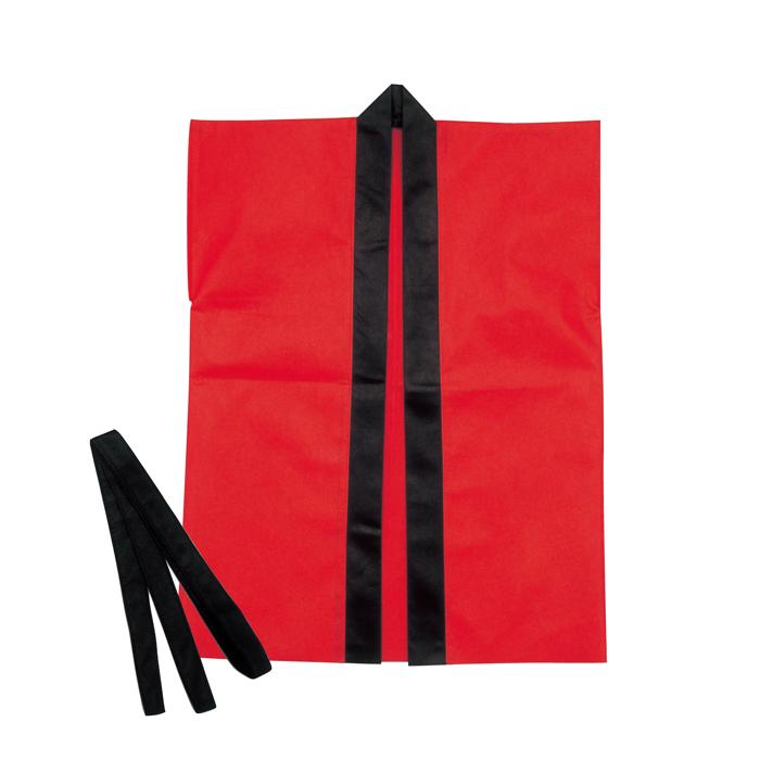 カラー不織布ハッピ　袖無　赤　子供用　S0