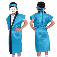 サテンロングハッピ　青　J（ハチマキ付）