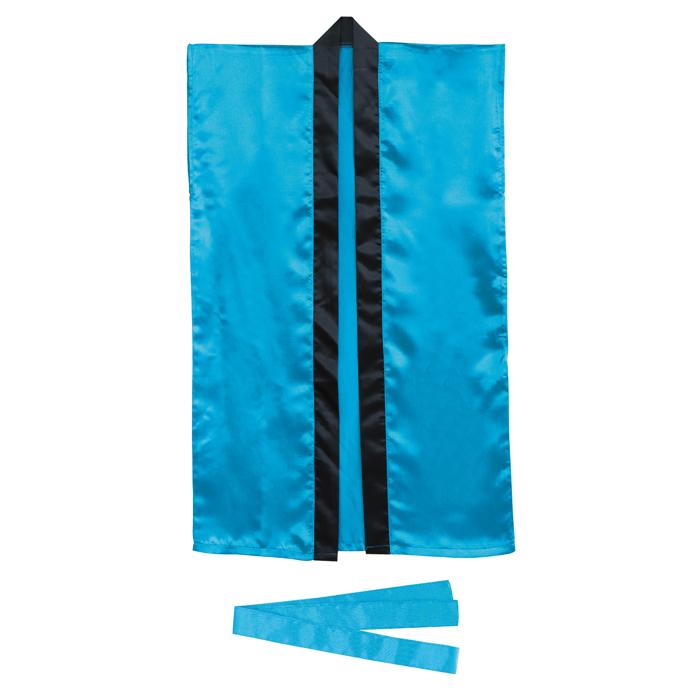 ソフトサテン　ロングハッピ　青　S（ハチマキ付）0