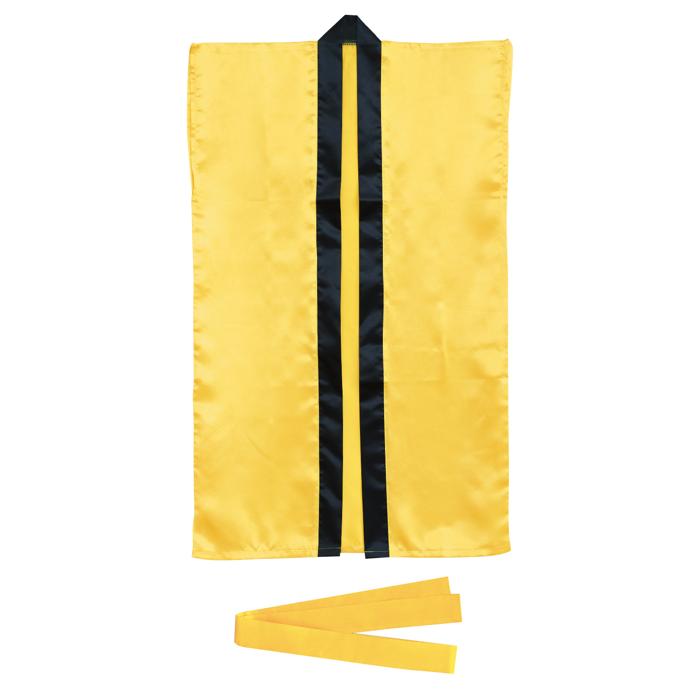 ソフトサテン　ロングハッピ　黄　S（ハチマキ付）0