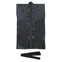 ソフトサテン　ロングハッピ　黒　S（ハチマキ付）