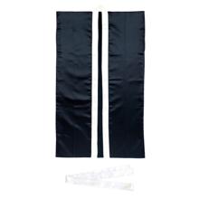 ソフトサテン　ロングハッピ　黒　襟銀　S（ハチマキ付）