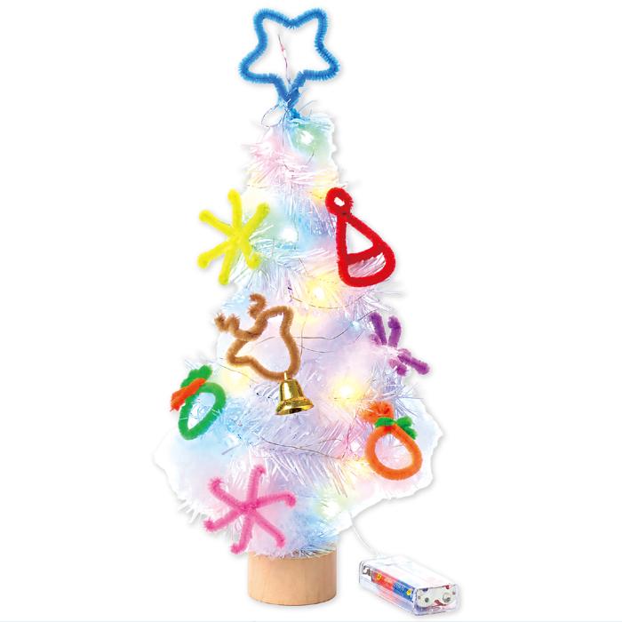 クリスマスツリー作り 白(イルミネーションライト付)0