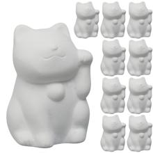 おえかき陶器　まねきねこ左手　10個セット