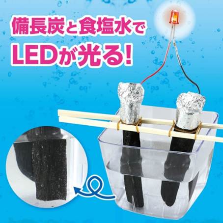 水素発電で電気をつくる実験キットの様子