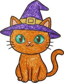 ハロウィンの猫のぬりえ