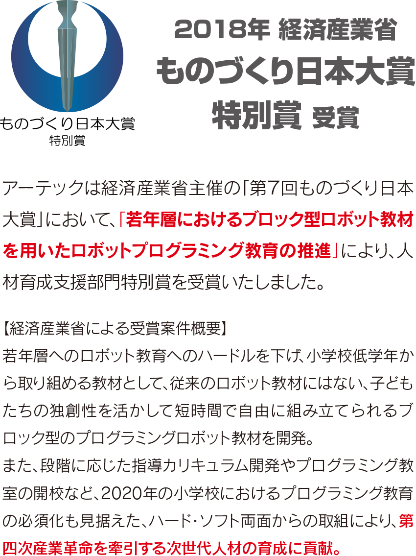 2018年 経済産業省 ものづくり日本大賞 特別賞 受賞